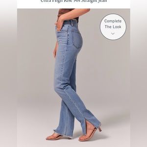 Abercrombie and Fitch 90s straight ultra high rise split hem jeans